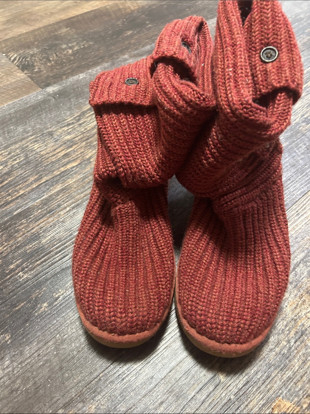 UGG Women's Red Knit Cuffed Boots